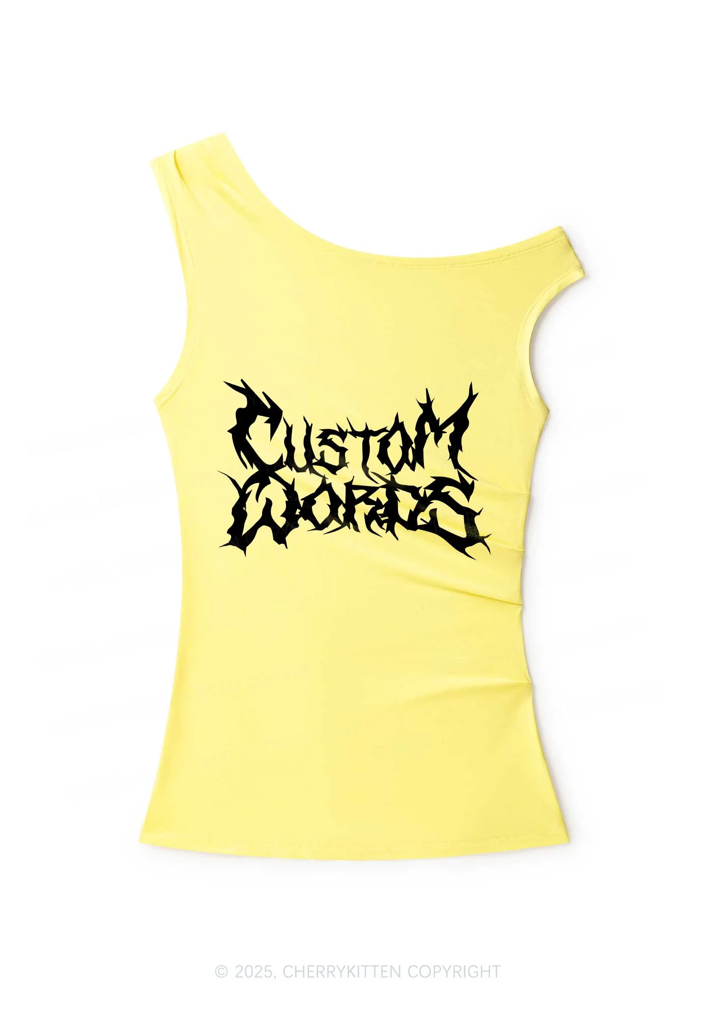 Custom Punk Words Y2K Off Shoulder Tank Top Cherrykitten - Image 3