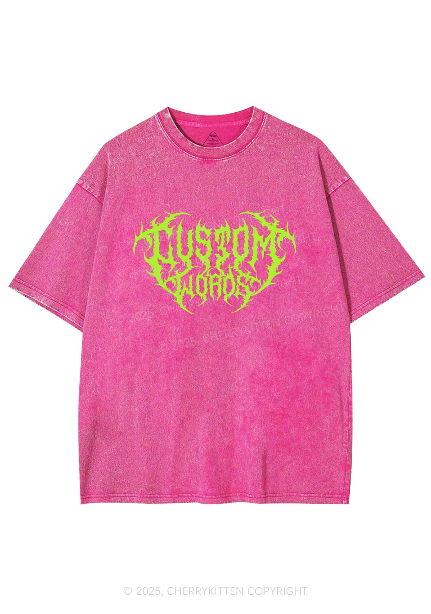 Custom Punk Words Y2K Shirts Washed Tee Cherrykitten - Image 3