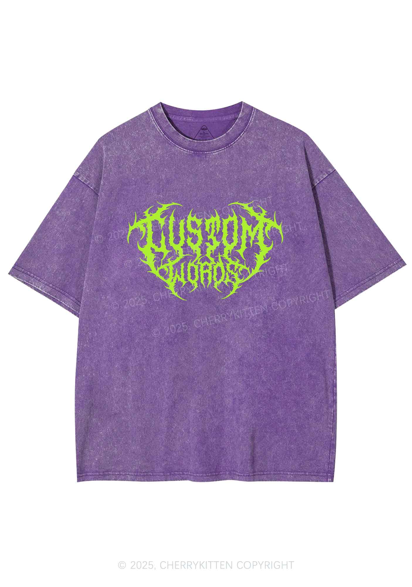 Custom Punk Words Y2K Shirts Washed Tee Cherrykitten - Image 4