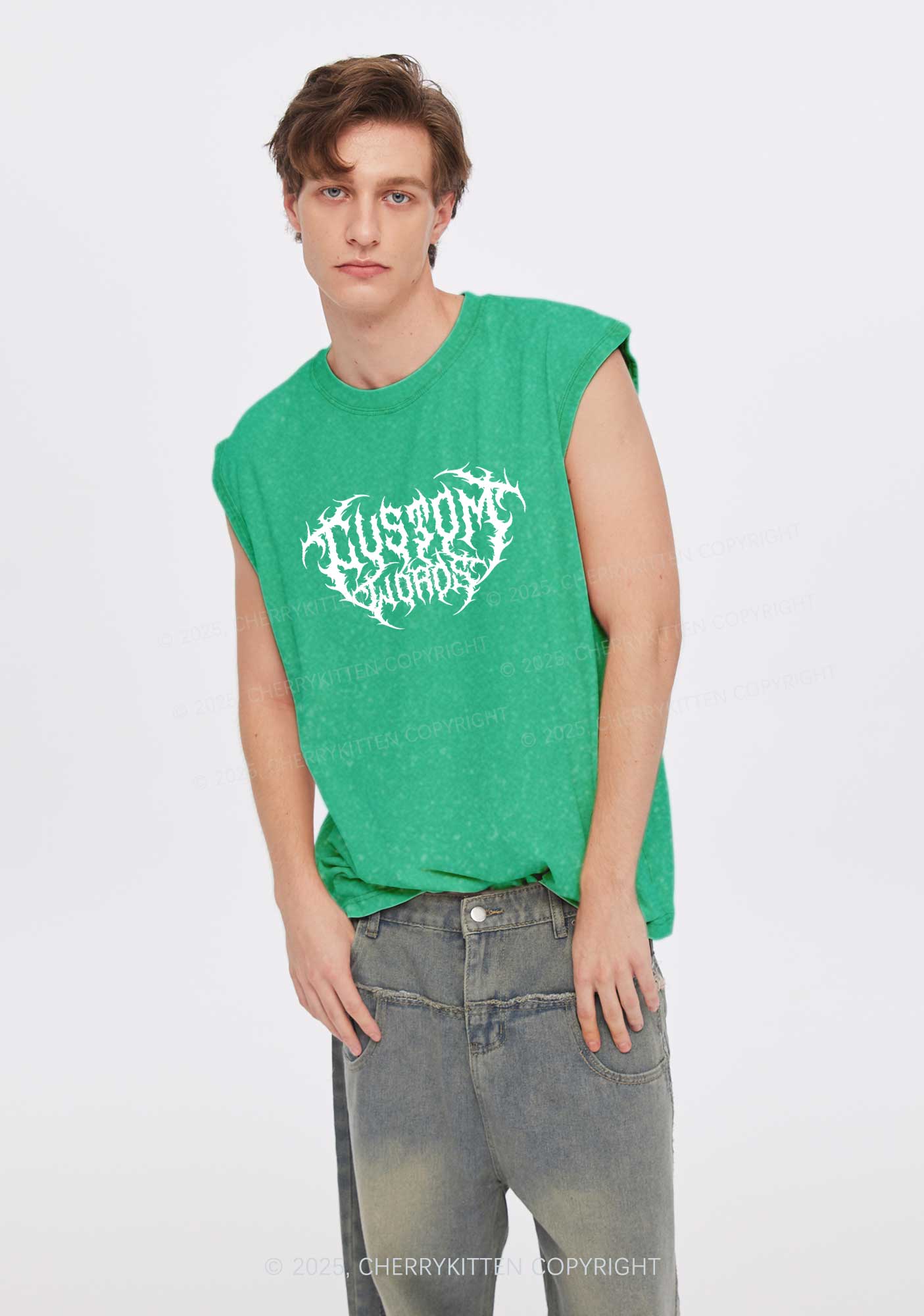 Custom Punk Words Y2K Washed Muscle Tank Cherrykitten - Image 3