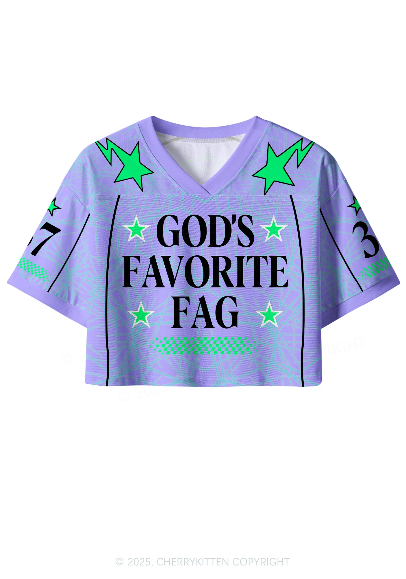 Custom Purple Gods Favorite Fag Pride Y2K Crop Sport Jersey Shirts Cherrykitten - Image 2