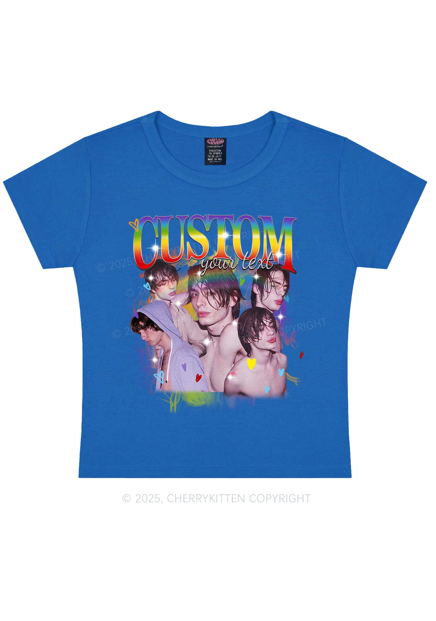Custom Rainbow Text Pride Y2K Baby Tee Cherrykitten - Image 8