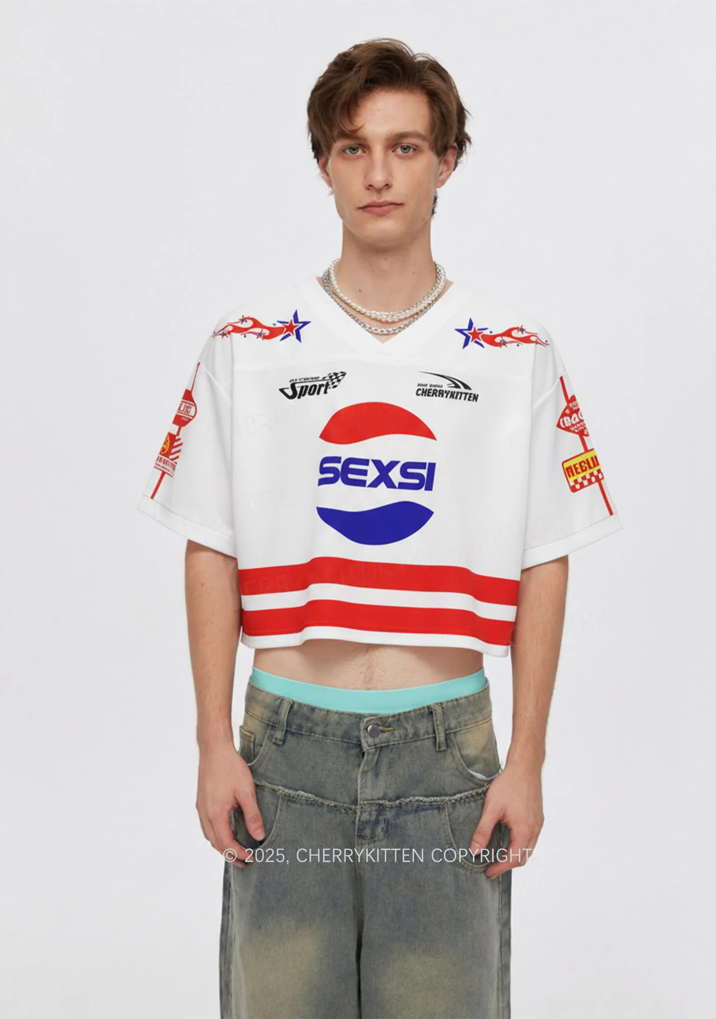Custom Red Blue Sexsi Y2K Crop Sport Jersey Shirts Cherrykitten - Image 2