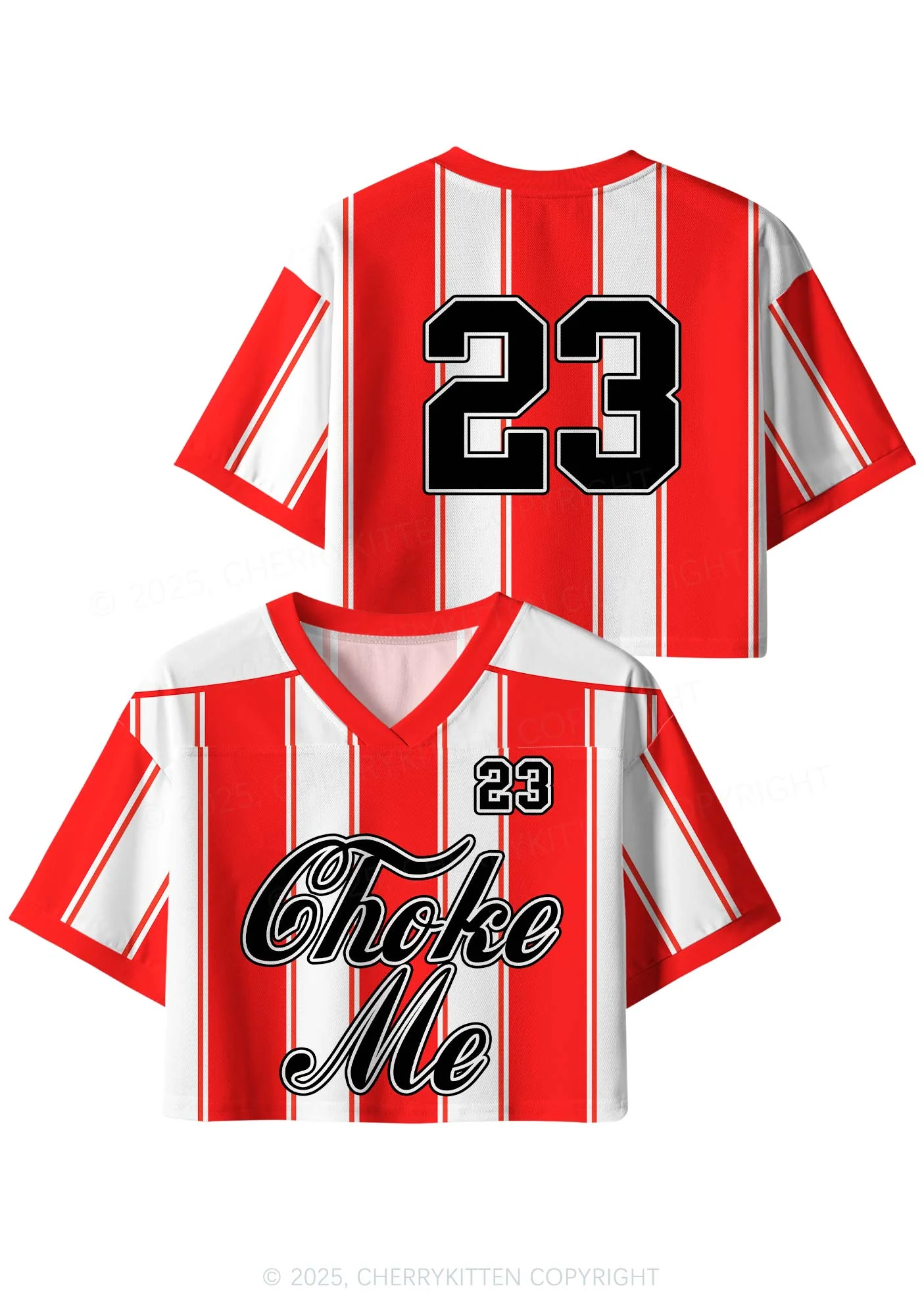 Custom Red Choke Me Y2K Crop Sport Jersey Shirts Cherrykitten - Image 3