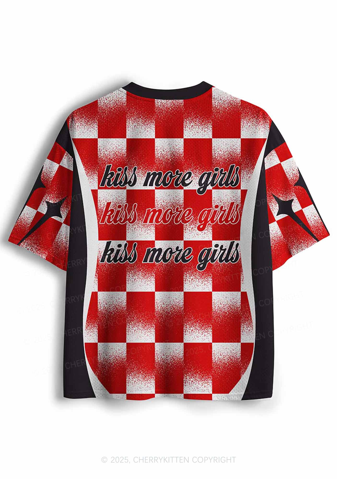 Custom Red Kiss More Girls Pride Y2K Sport Jersey Shirts Cherrykitten - Image 3