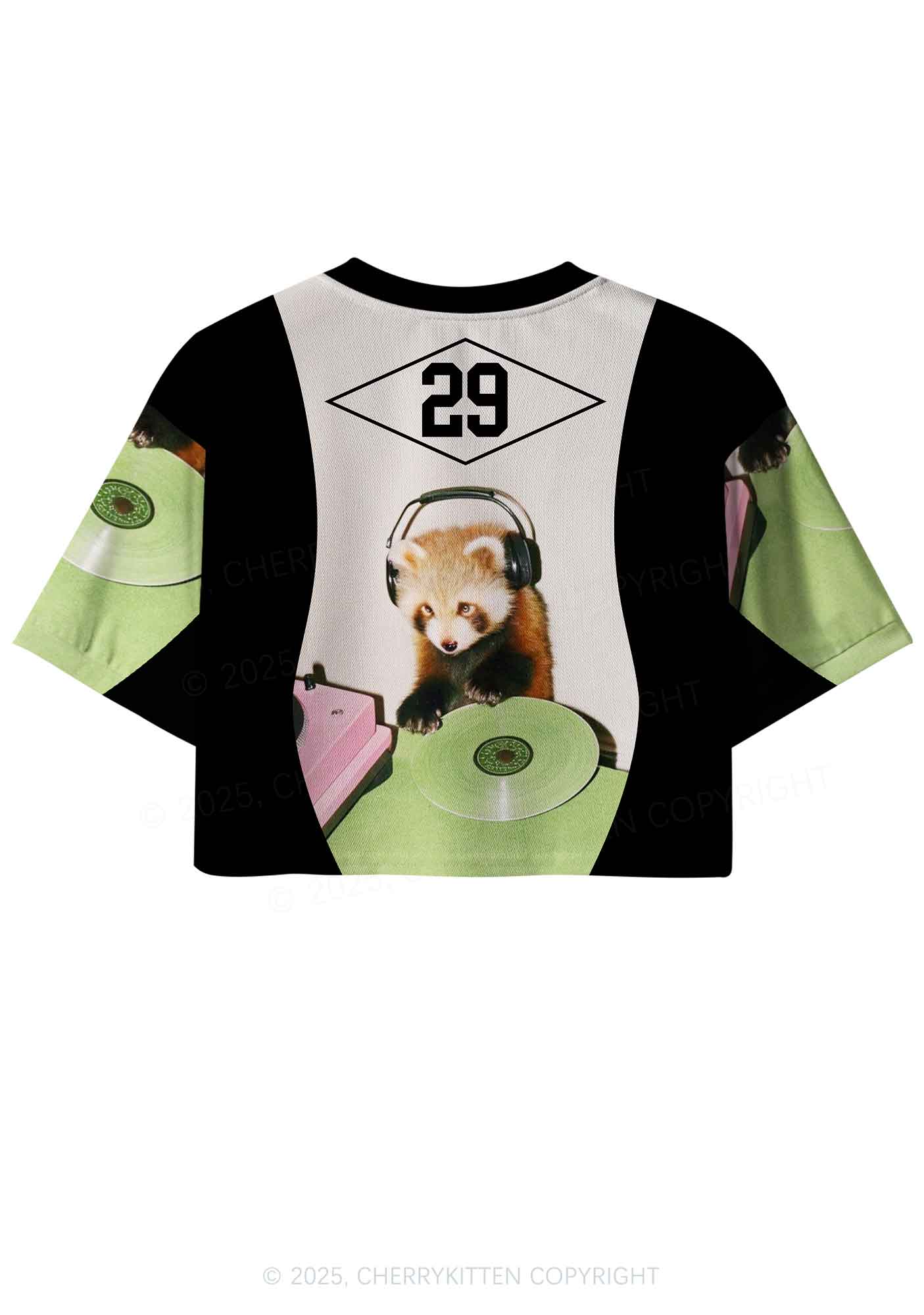 Custom Red Panda DJ Y2K Crop Sport Jersey Shirts Cherrykitten - Image 2