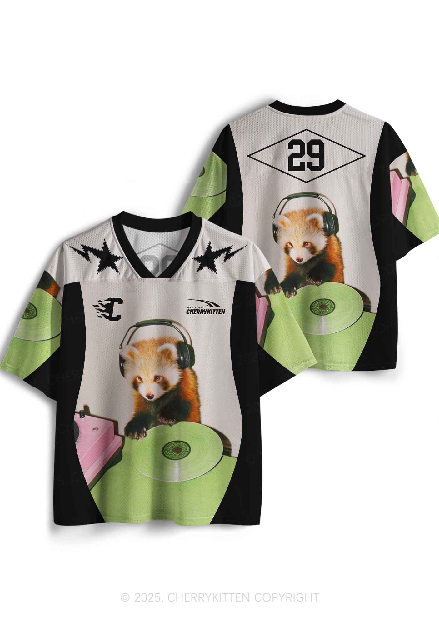 Custom Red Panda DJ Y2K Sport Jersey Shirts Cherrykitten - Image 3