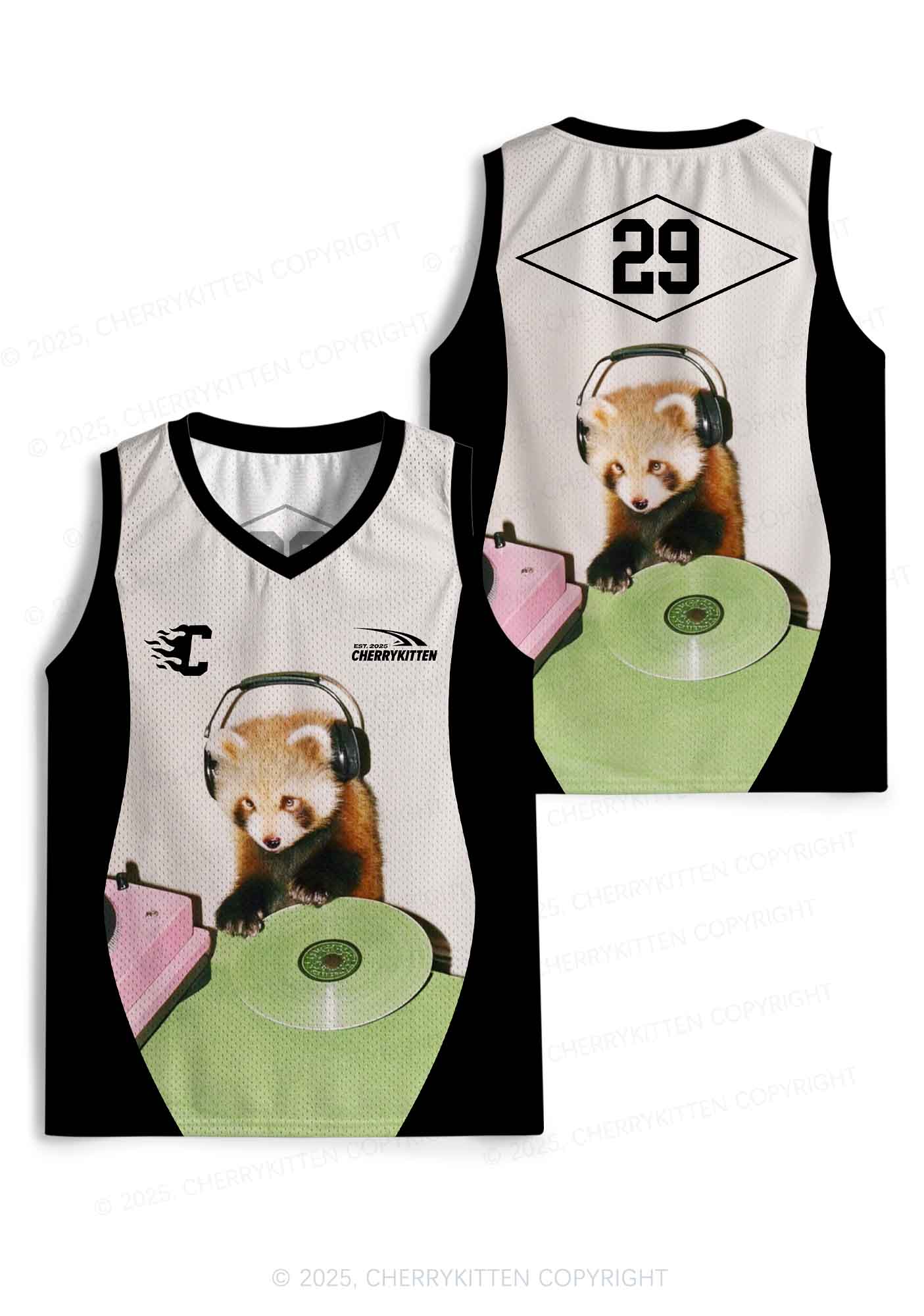 Custom Red Panda DJ Y2K Sport Jersey Tank Cherrykitten - Image 3