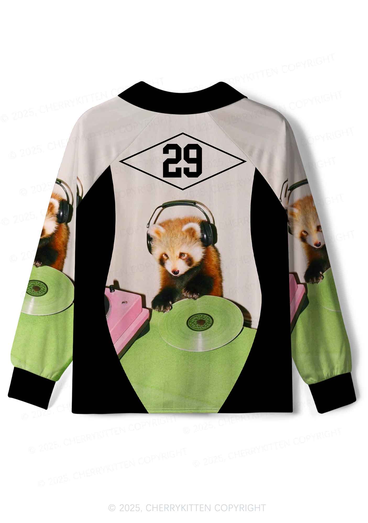 Custom Red Panda DJ Y2K Sport Long Sleeve Jersey Shirts Cherrykitten - Image 2