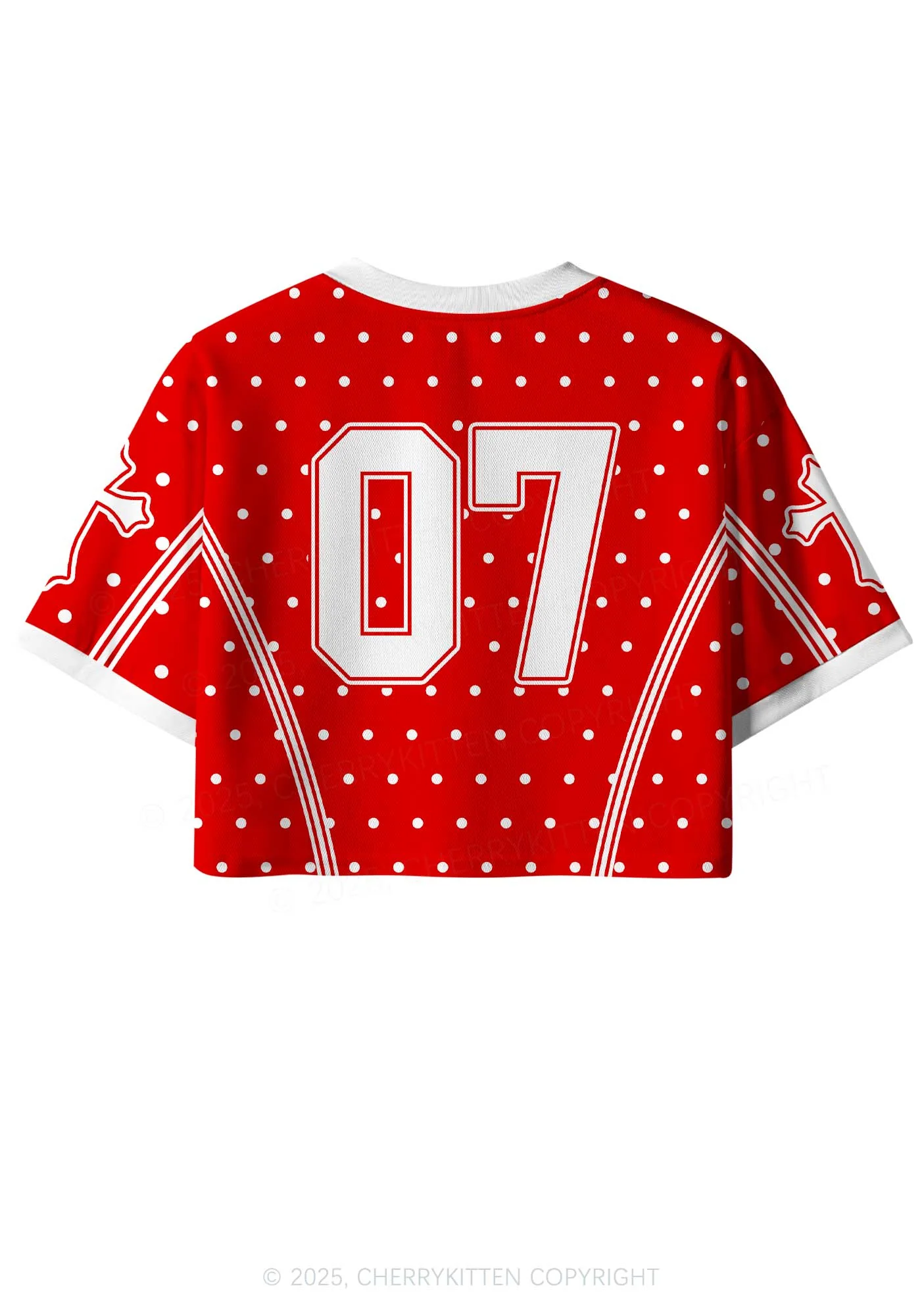 Custom Red Polka Dots Cxxt Y2K Crop Sport Jersey Shirts Cherrykitten - Image 2
