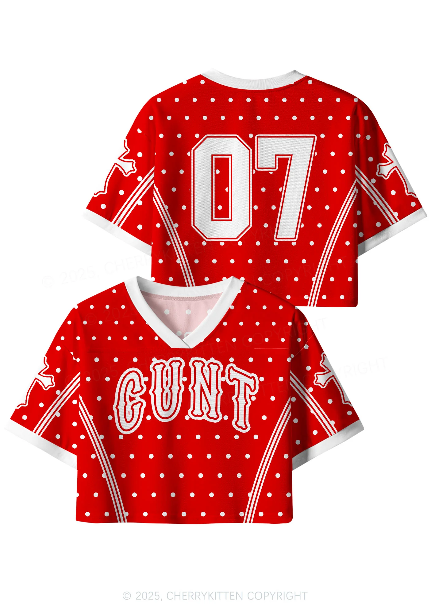 Custom Red Polka Dots Cxxt Y2K Crop Sport Jersey Shirts Cherrykitten - Image 3