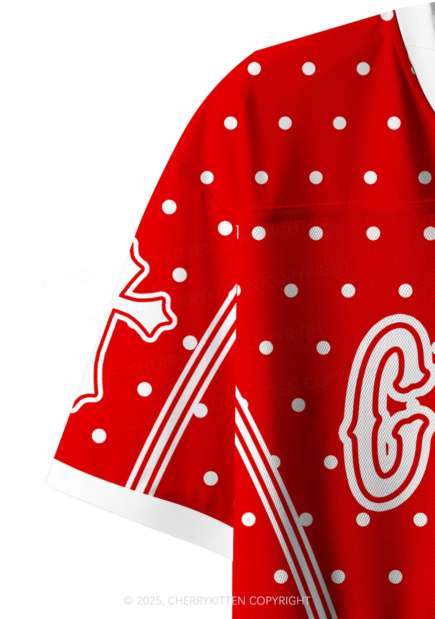 Custom Red Polka Dots Cxxt Y2K Crop Sport Jersey Shirts Cherrykitten - Image 4