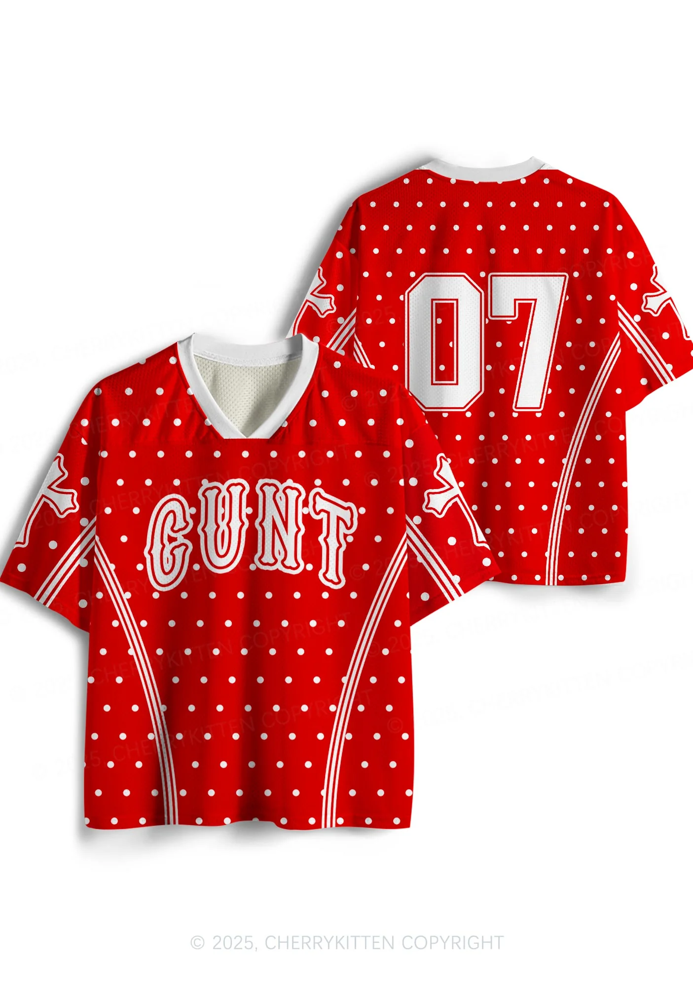 Custom Red Polka Dots Cxxt Y2K Sport Jersey Shirts Cherrykitten - Image 3
