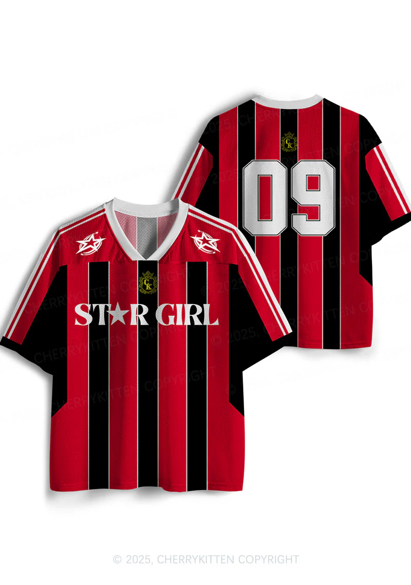 Custom Red Star Girl Y2K Sport Jersey Shirts Cherrykitten - Image 4