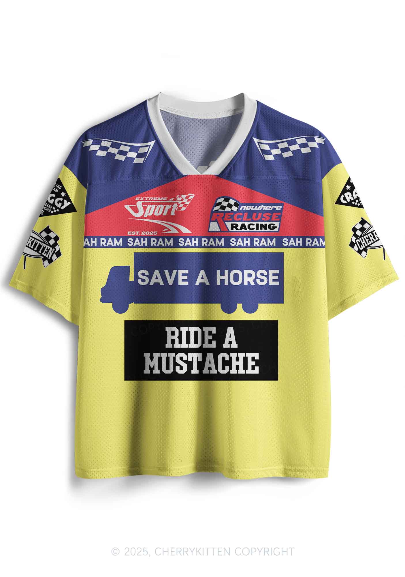 Custom Ride A Mustache Y2K Sport Jersey Shirts Cherrykitten - Image 2
