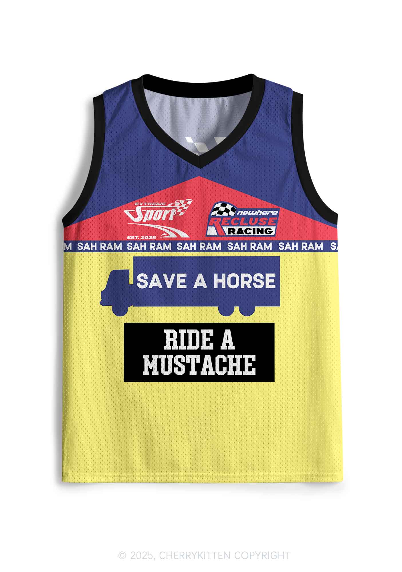 Custom Ride A Mustache Y2K Sport Jersey Tank Cherrykitten - Image 2