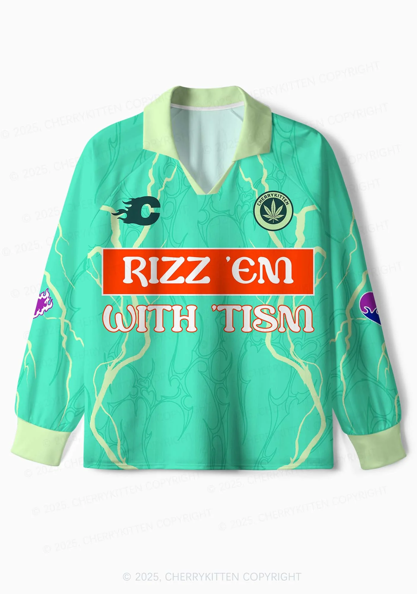 Custom Rizz Em With The Tism Y2K Sport Long Sleeve Jersey Shirts Cherrykitten - Image 2