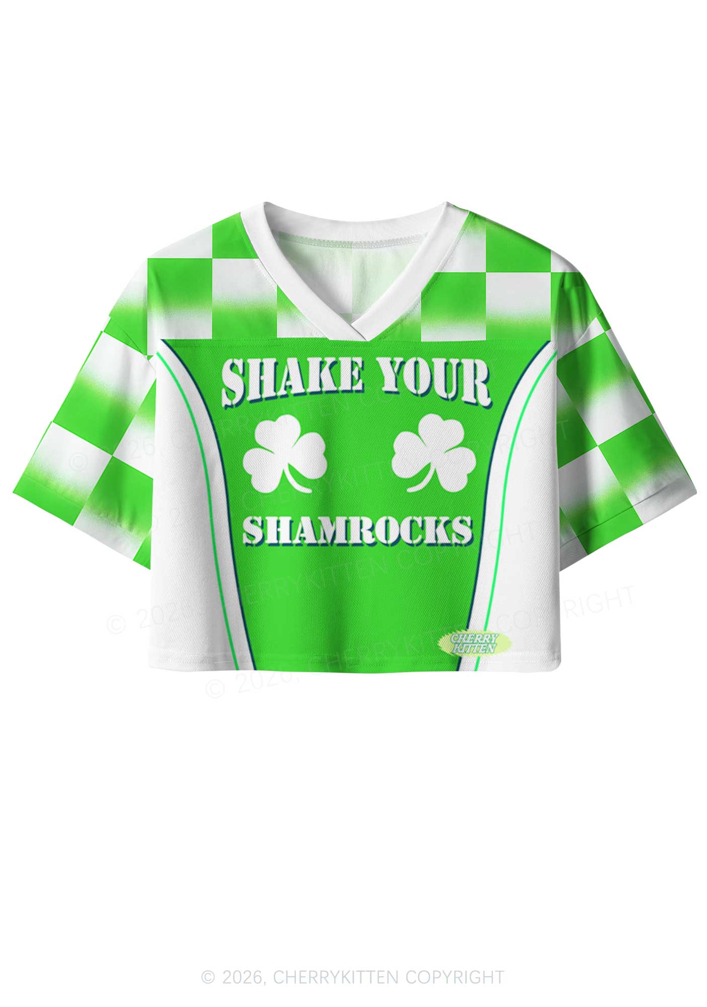 Custom Shake Your Shamrocks St Patricks Y2K Crop Sport Jersey Shirts Cherrykitten - Image 3