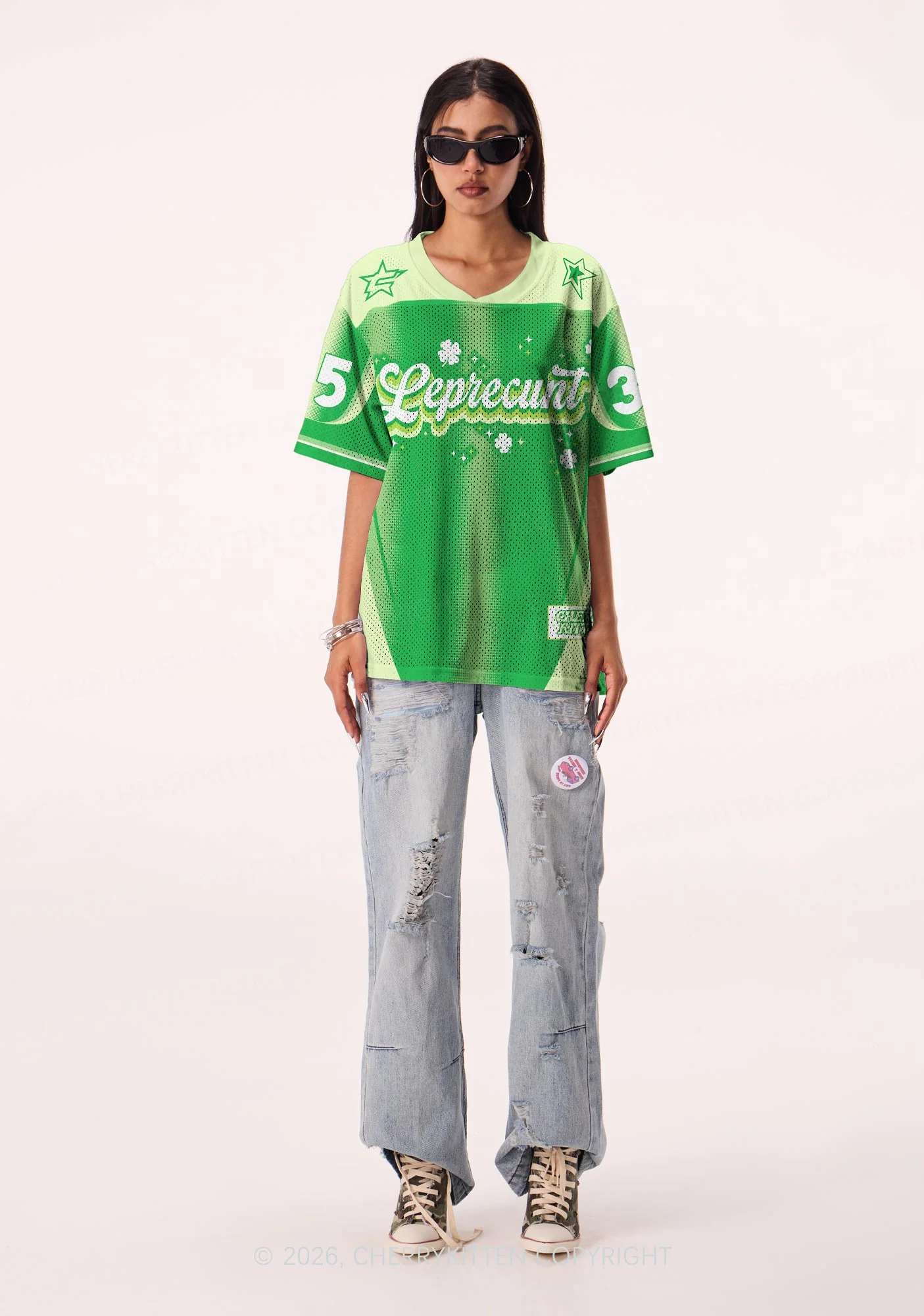 Custom Shamrock Leprecxxt St Patricks Y2K Sport Jersey Shirts Cherrykitten - Image 2