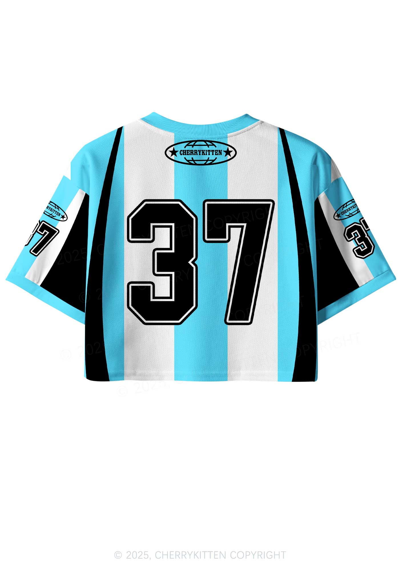 Custom Skyblue Dont Play Techno Y2K Crop Sport Jersey Shirts Cherrykitten - Image 2