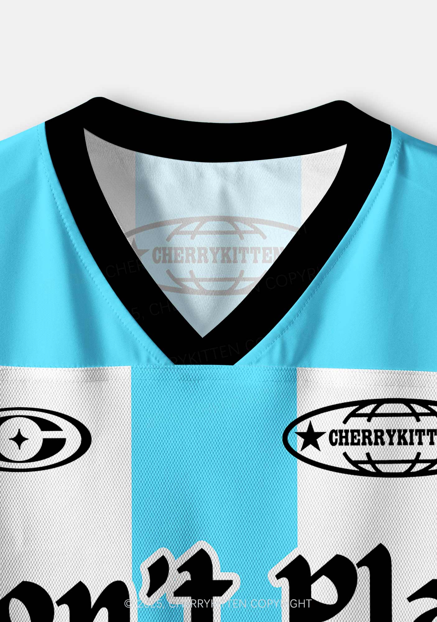 Custom Skyblue Dont Play Techno Y2K Crop Sport Jersey Shirts Cherrykitten - Image 4