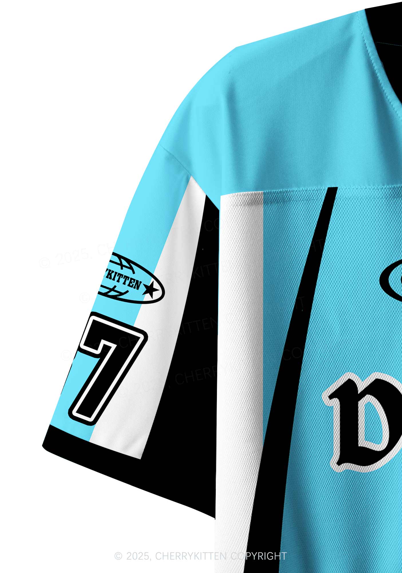 Custom Skyblue Dont Play Techno Y2K Crop Sport Jersey Shirts Cherrykitten - Image 5