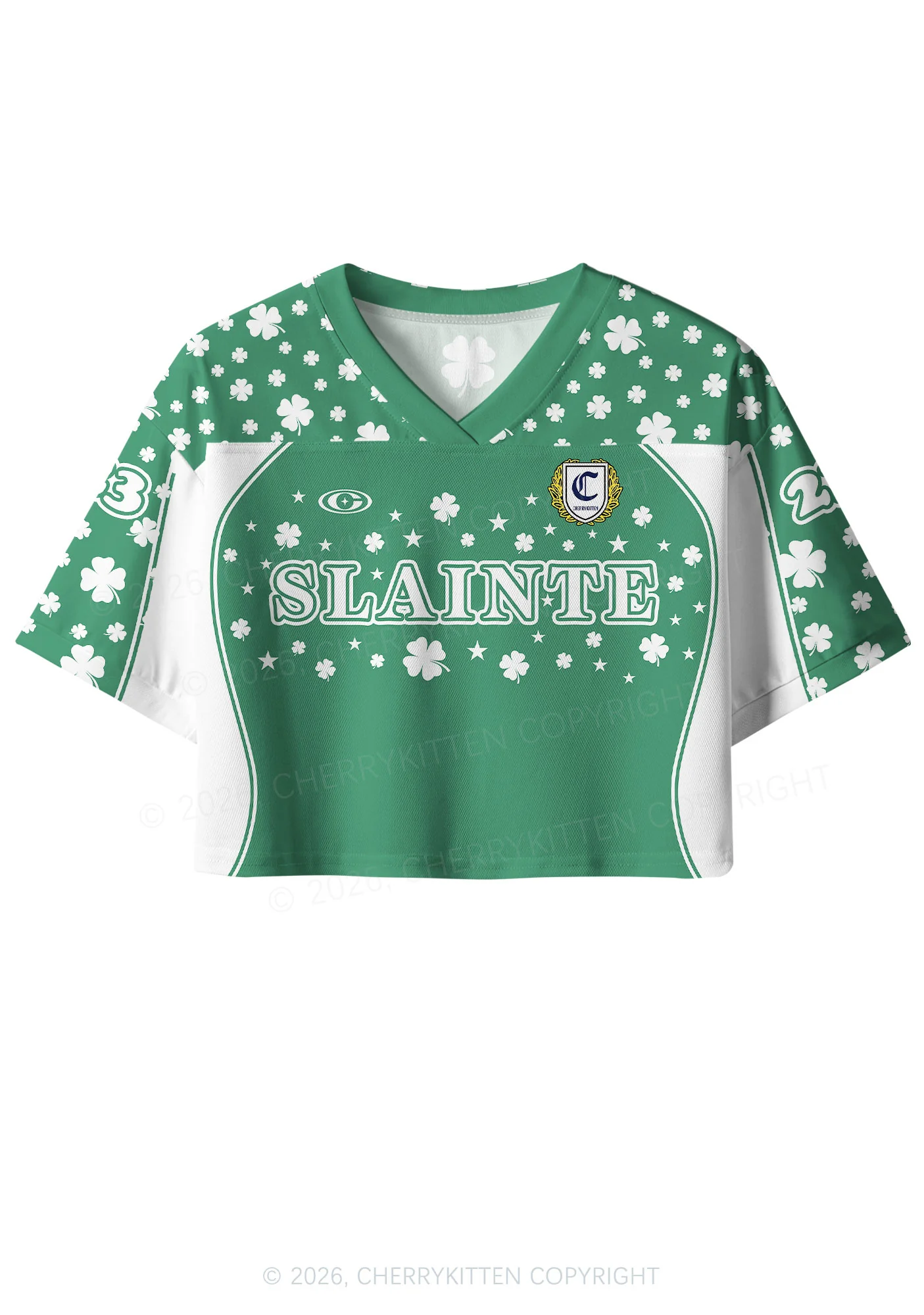 Custom Slainte St Patricks Y2K Crop Sport Jersey Shirts Cherrykitten - Image 3