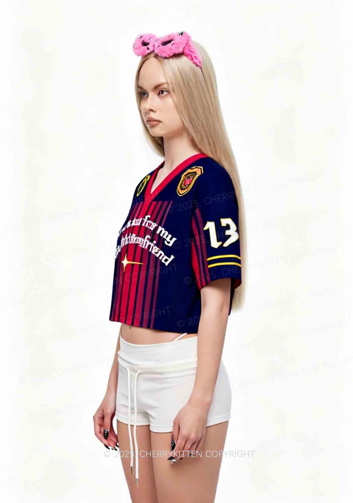 Custom Slxt For My Gay BF Y2K Crop Sport Jersey Shirts Cherrykitten - Image 2