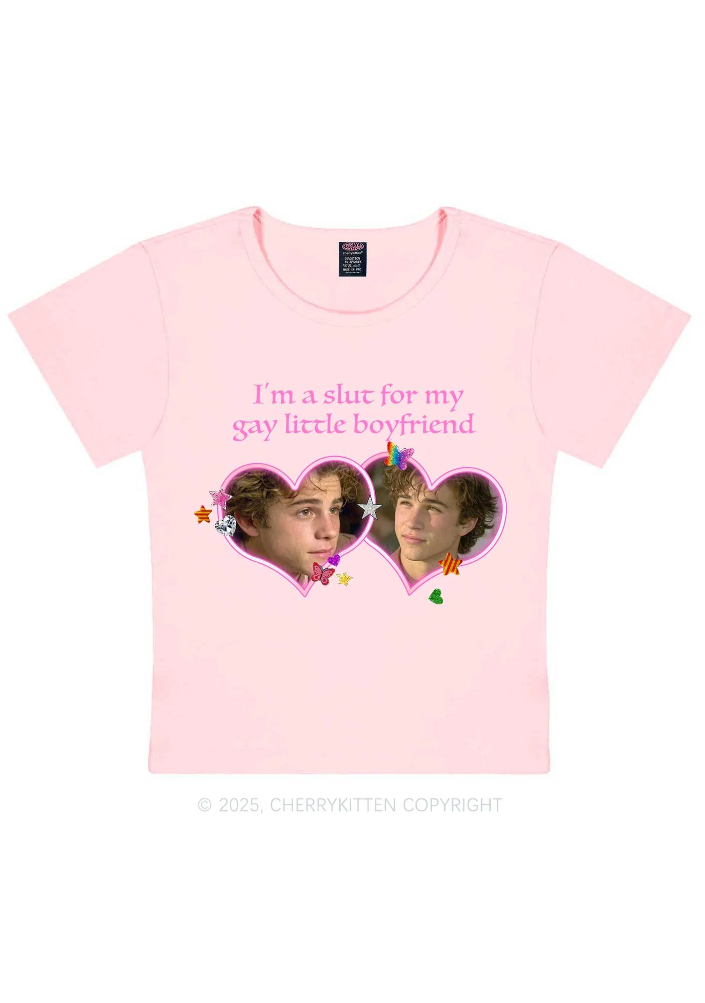 Custom Slxt Gay BF Photo Y2K Baby Tee Cherrykitten - Image 10