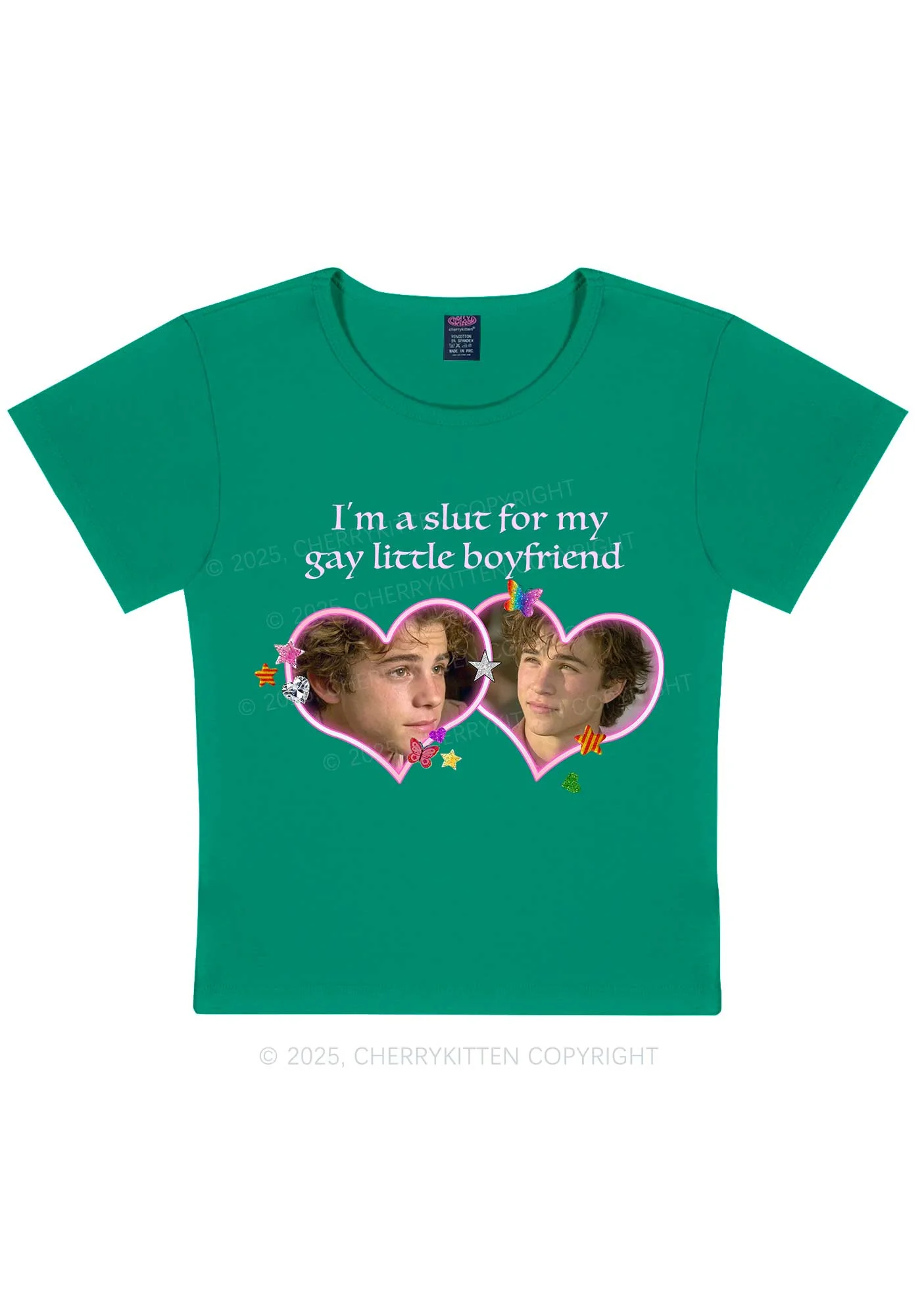 Custom Slxt Gay BF Photo Y2K Baby Tee Cherrykitten - Image 11