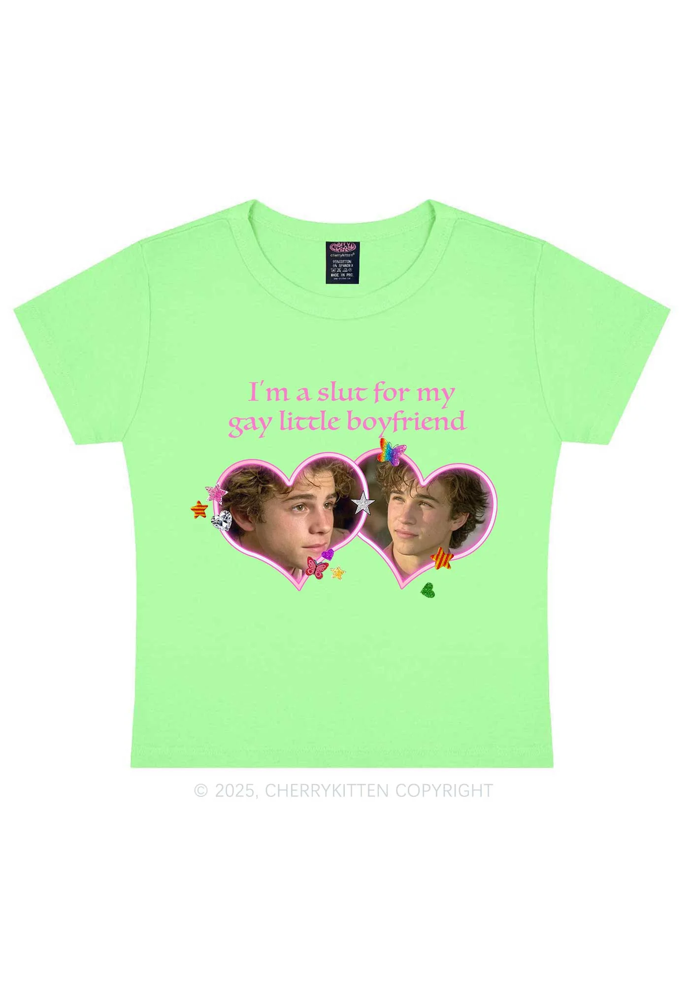 Custom Slxt Gay BF Photo Y2K Baby Tee Cherrykitten - Image 12