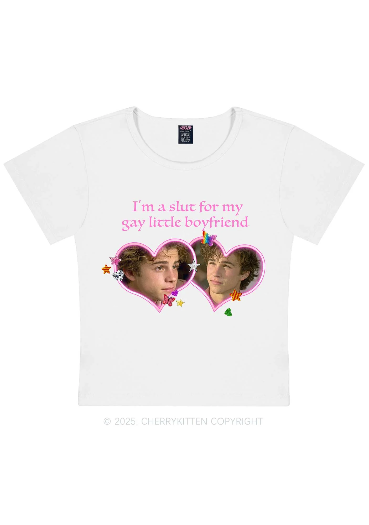 Custom Slxt Gay BF Photo Y2K Baby Tee Cherrykitten - Image 3