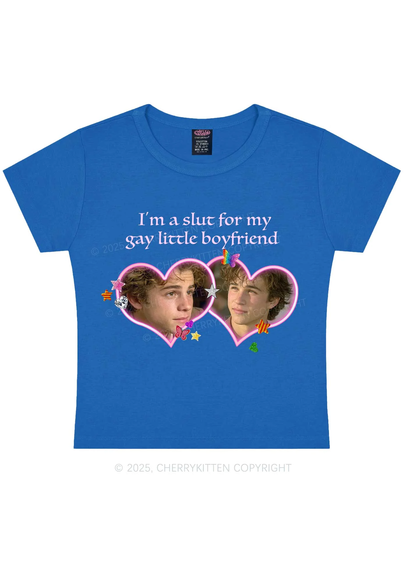 Custom Slxt Gay BF Photo Y2K Baby Tee Cherrykitten - Image 4