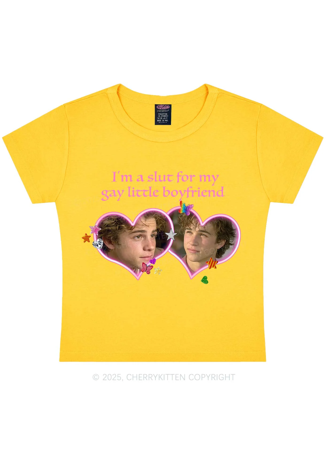 Custom Slxt Gay BF Photo Y2K Baby Tee Cherrykitten - Image 5