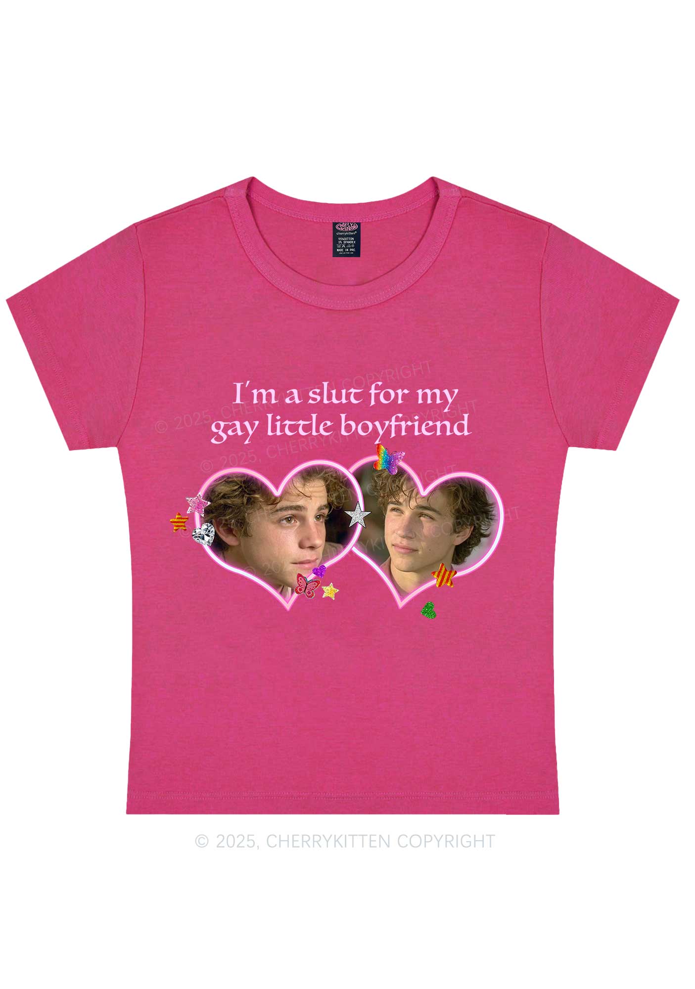 Custom Slxt Gay BF Photo Y2K Baby Tee Cherrykitten - Image 6