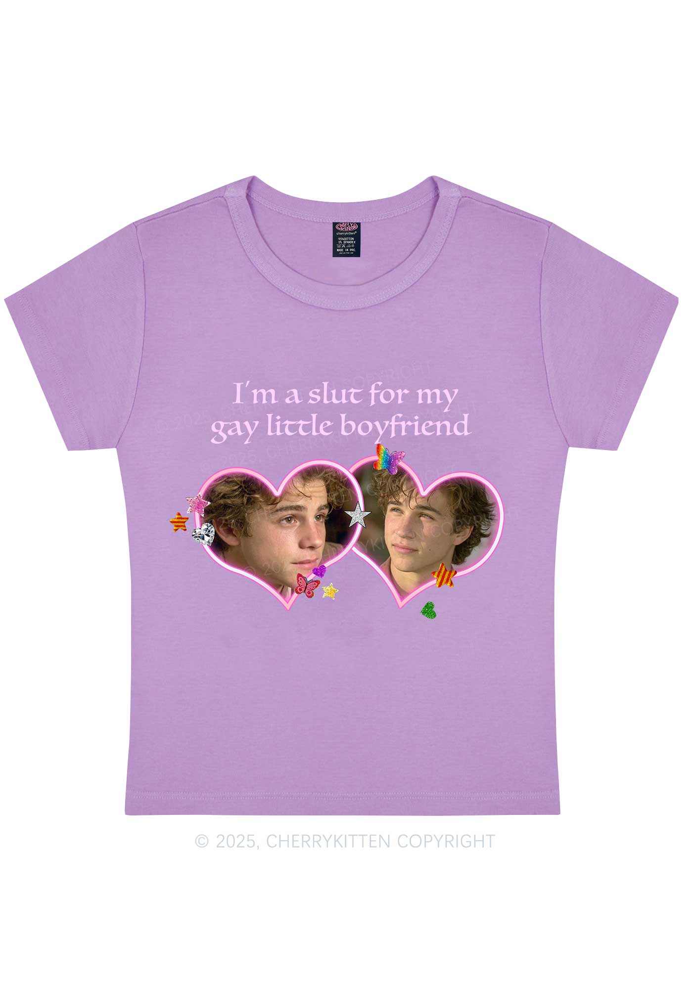Custom Slxt Gay BF Photo Y2K Baby Tee Cherrykitten - Image 7