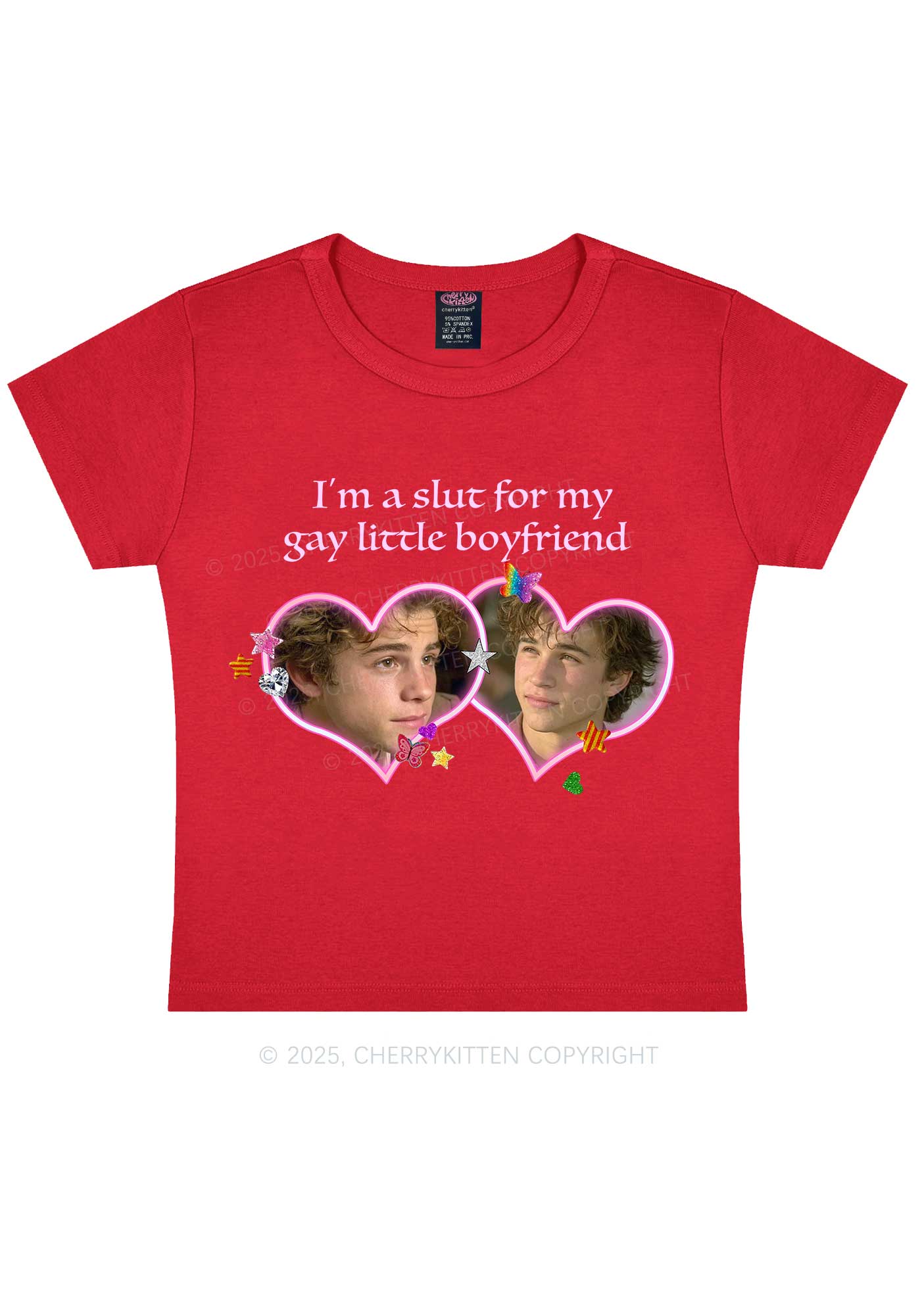 Custom Slxt Gay BF Photo Y2K Baby Tee Cherrykitten - Image 9