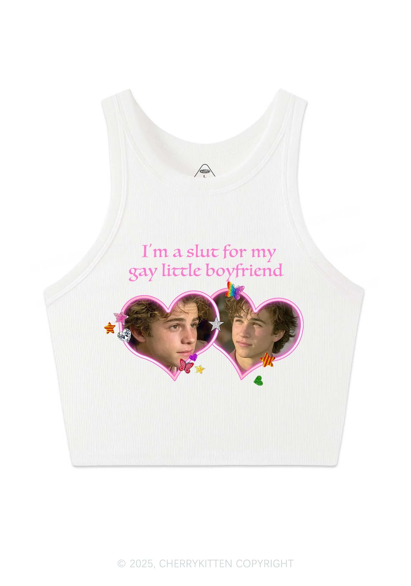 Custom Slxt Gay BF Photo Y2K Crop Tank Top Cherrykitten - Image 3