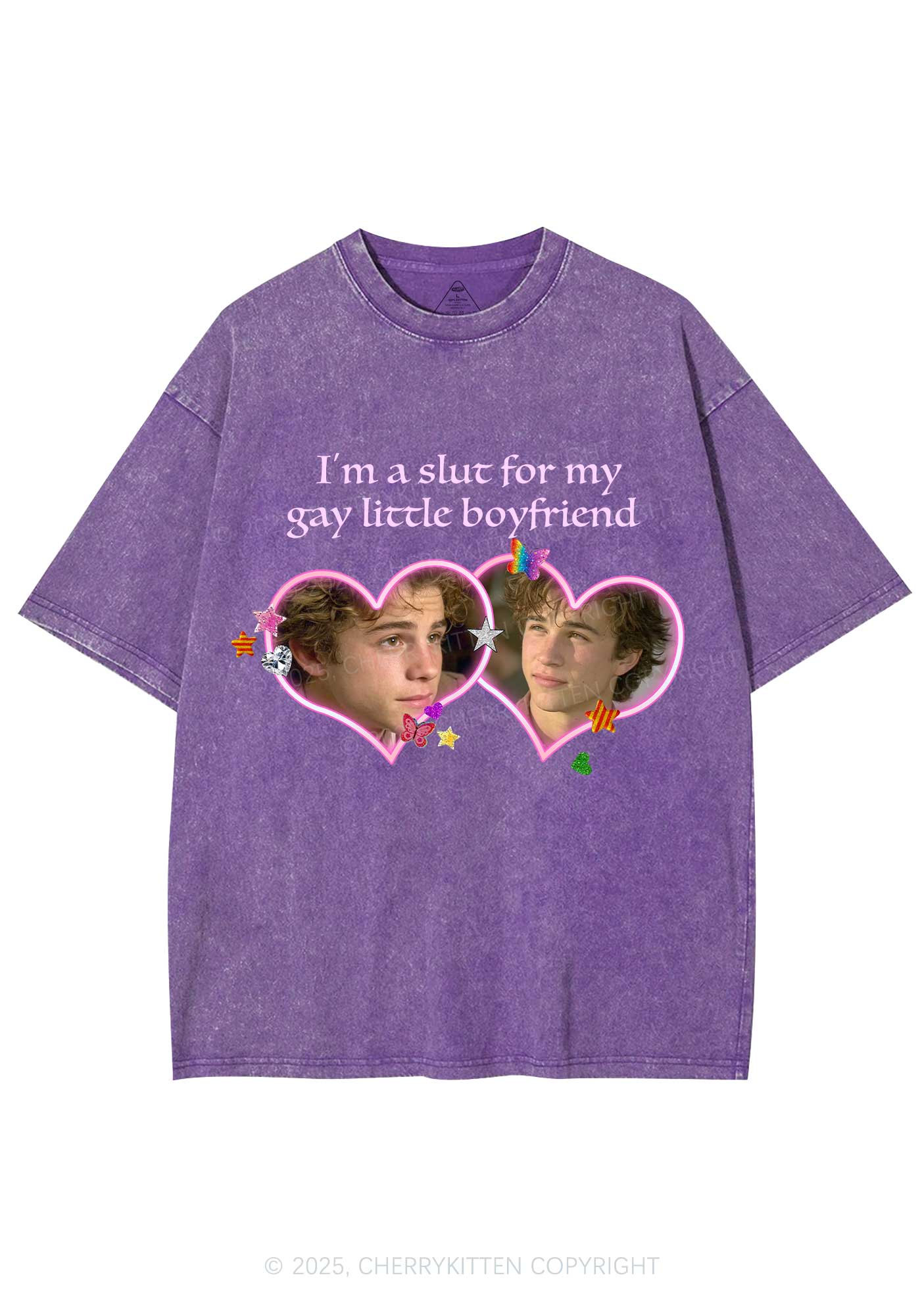 Custom Slxt Gay BF Photo Y2K Shirts Washed Tee Cherrykitten - Image 4