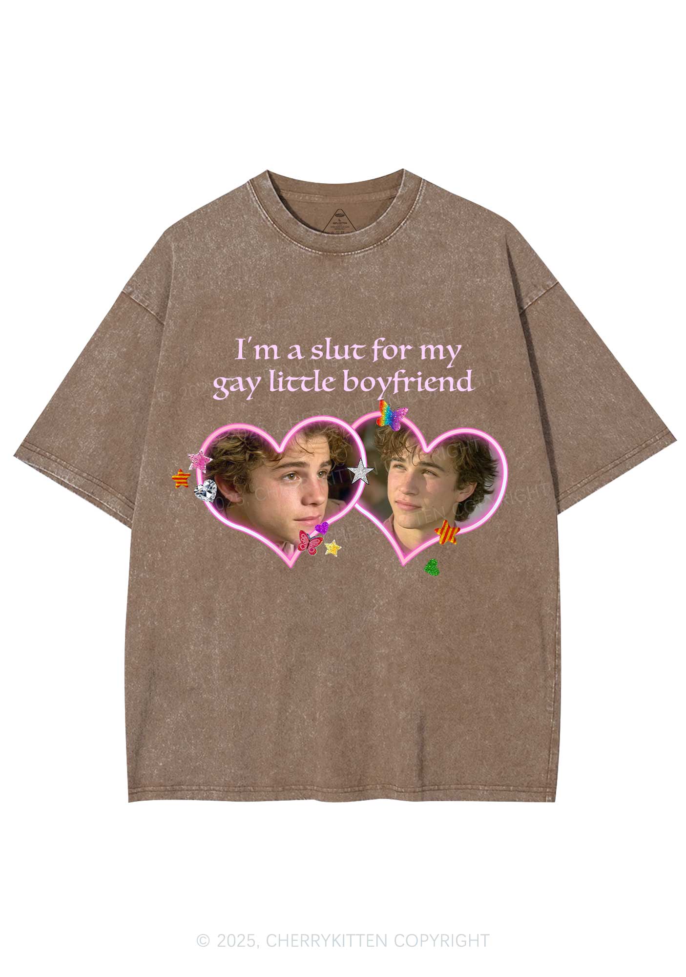 Custom Slxt Gay BF Photo Y2K Shirts Washed Tee Cherrykitten - Image 5