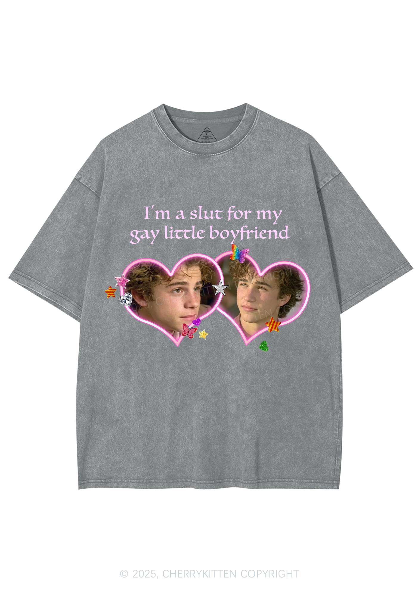 Custom Slxt Gay BF Photo Y2K Shirts Washed Tee Cherrykitten - Image 7