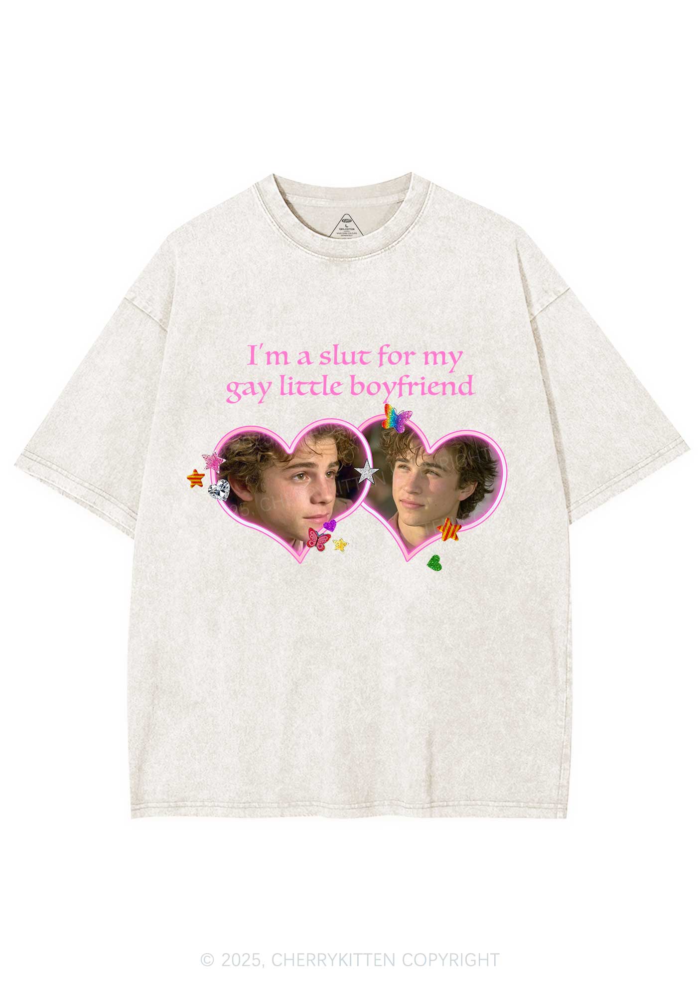 Custom Slxt Gay BF Photo Y2K Shirts Washed Tee Cherrykitten - Image 8
