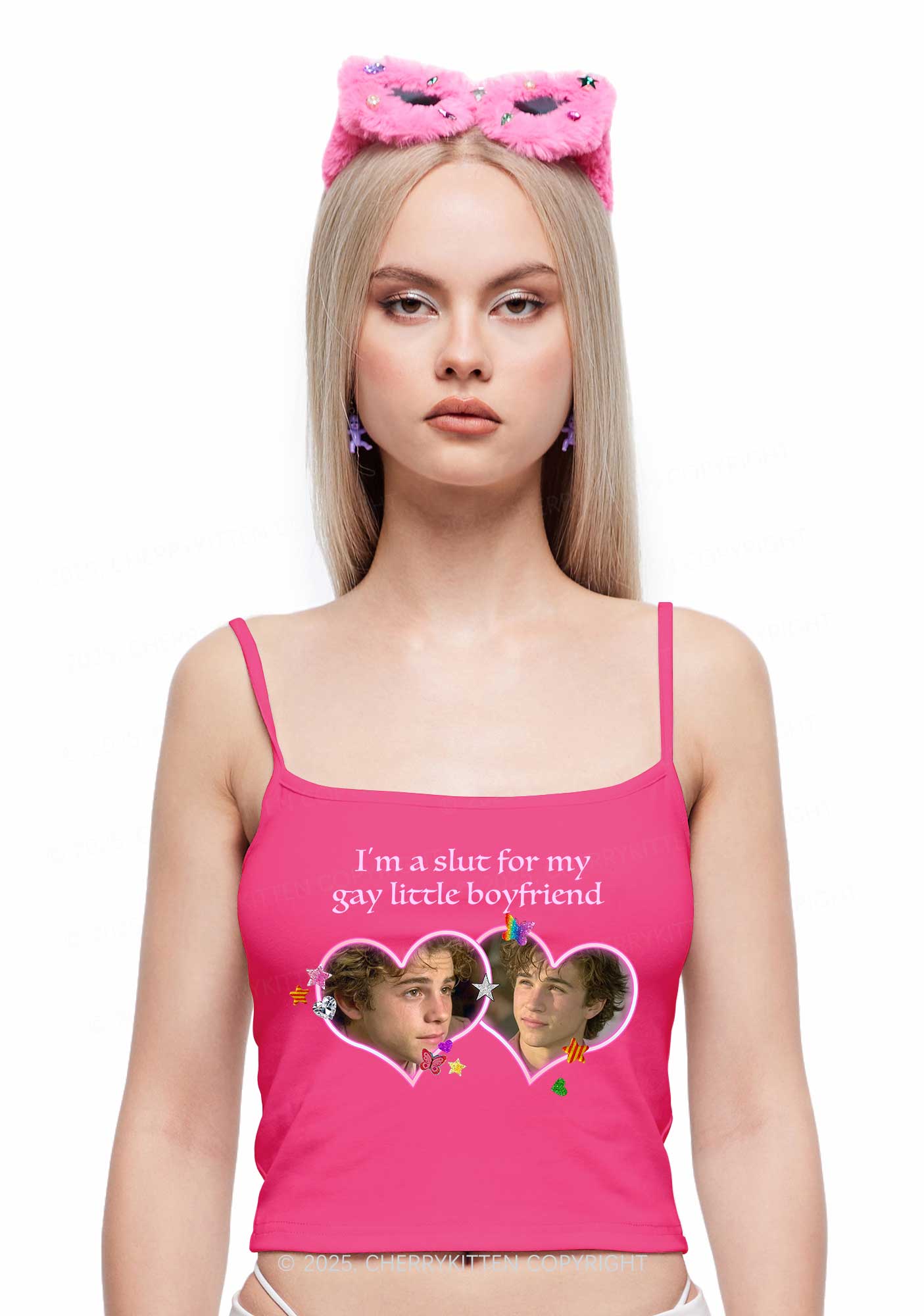 Custom Slxt Gay BF Photo Y2K Spaghetti Strap Cami Cherrykitten - Image 2