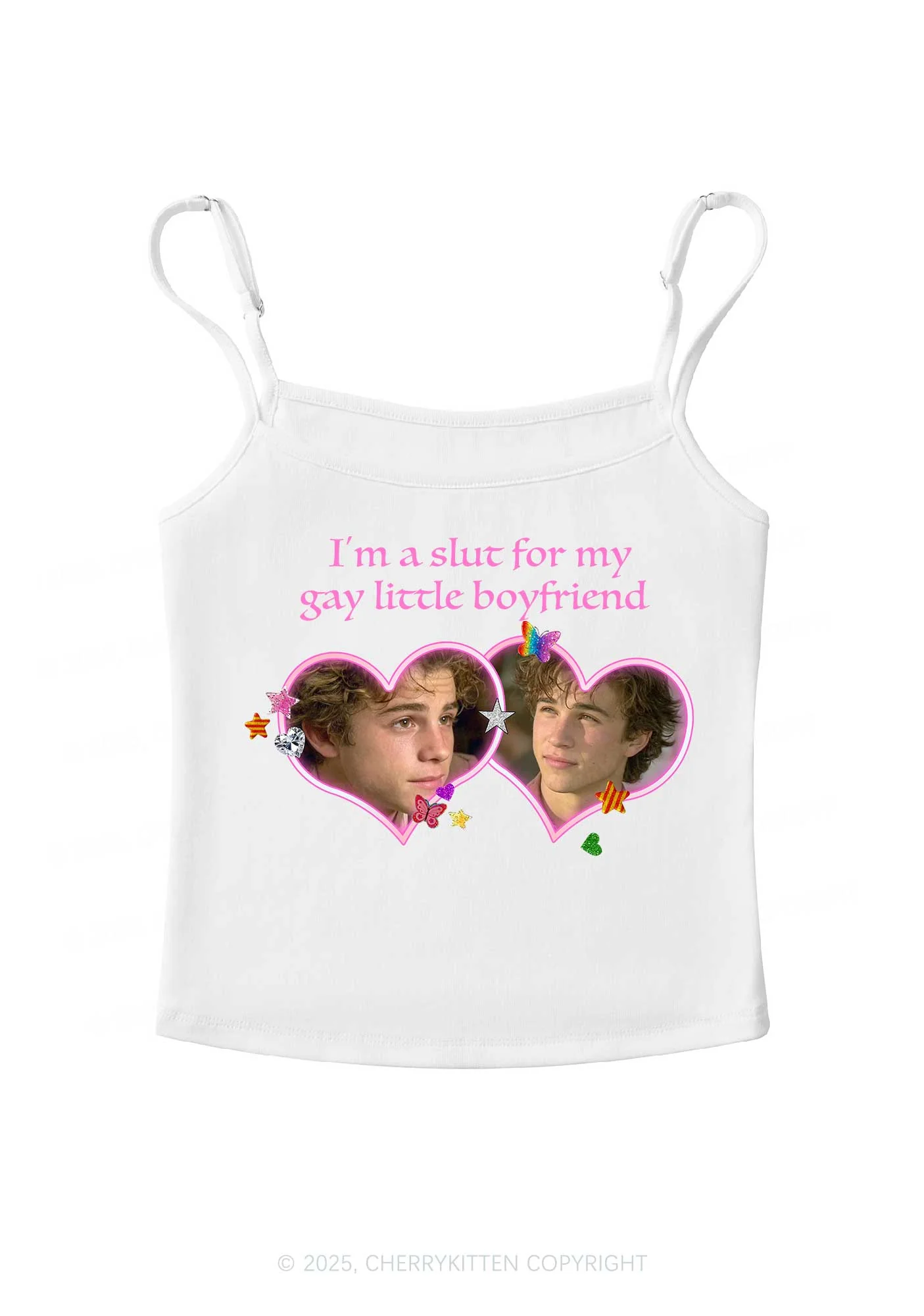 Custom Slxt Gay BF Photo Y2K Spaghetti Strap Cami Cherrykitten - Image 3