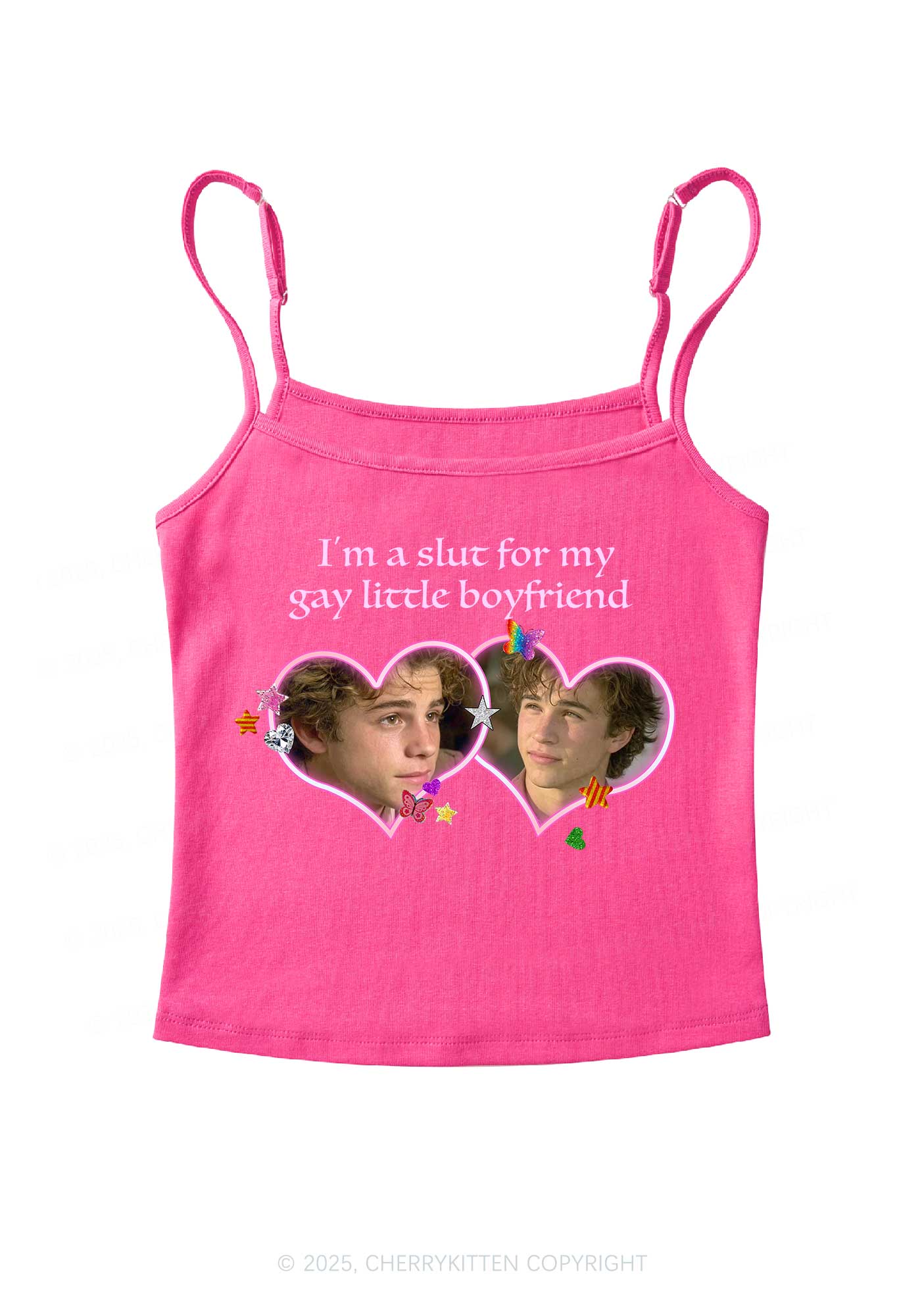 Custom Slxt Gay BF Photo Y2K Spaghetti Strap Cami Cherrykitten - Image 4
