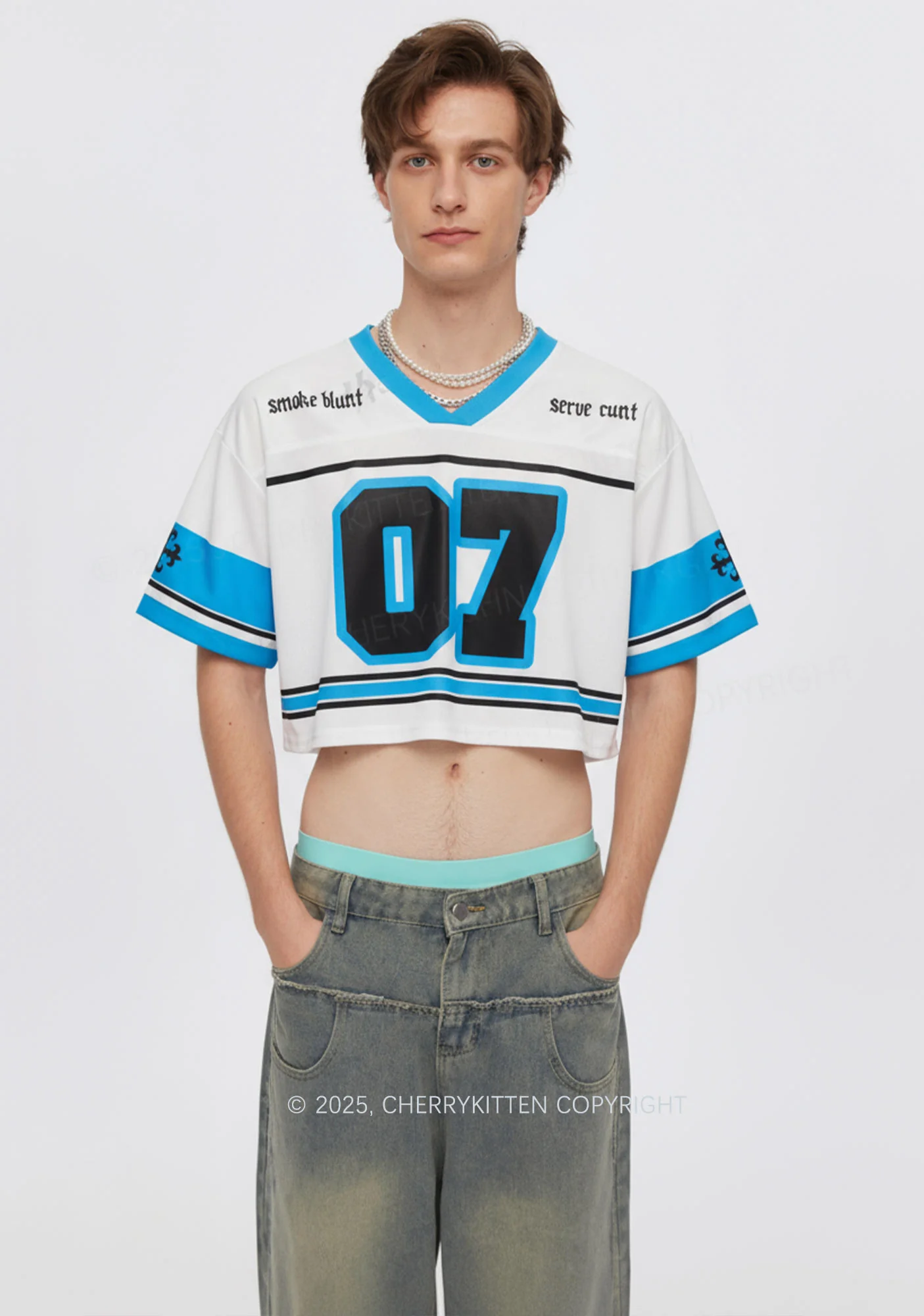 Custom Smoke Blunt Y2K Crop Sport Jersey Shirts Cherrykitten - Image 2