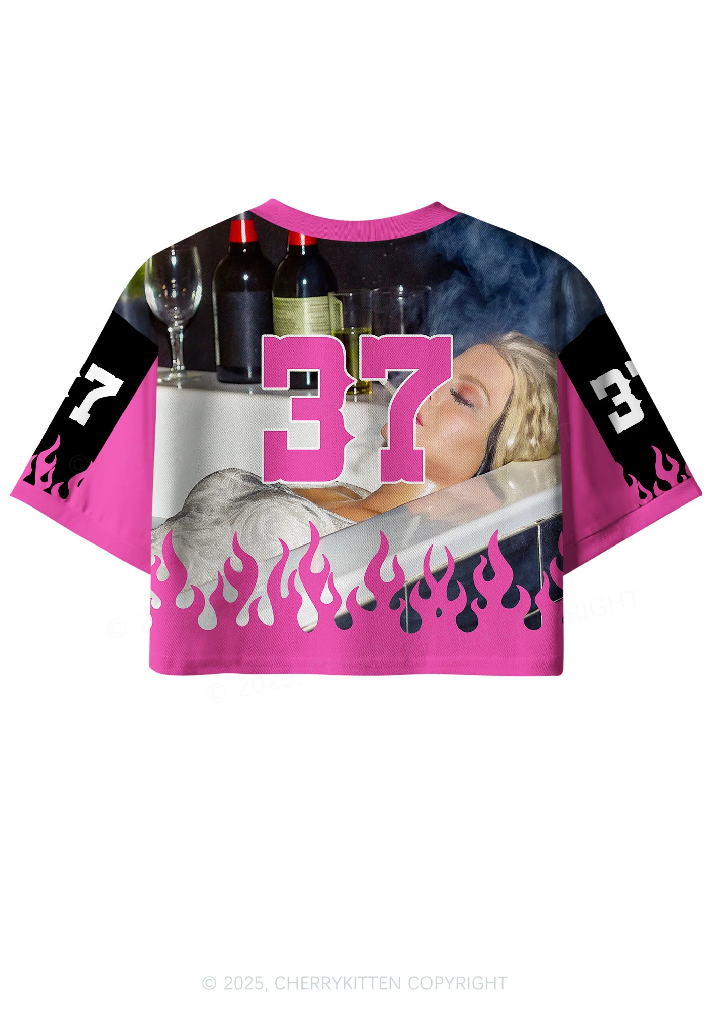 Custom Smoking Woman Y2K Crop Sport Jersey Shirts Cherrykitten - Image 2