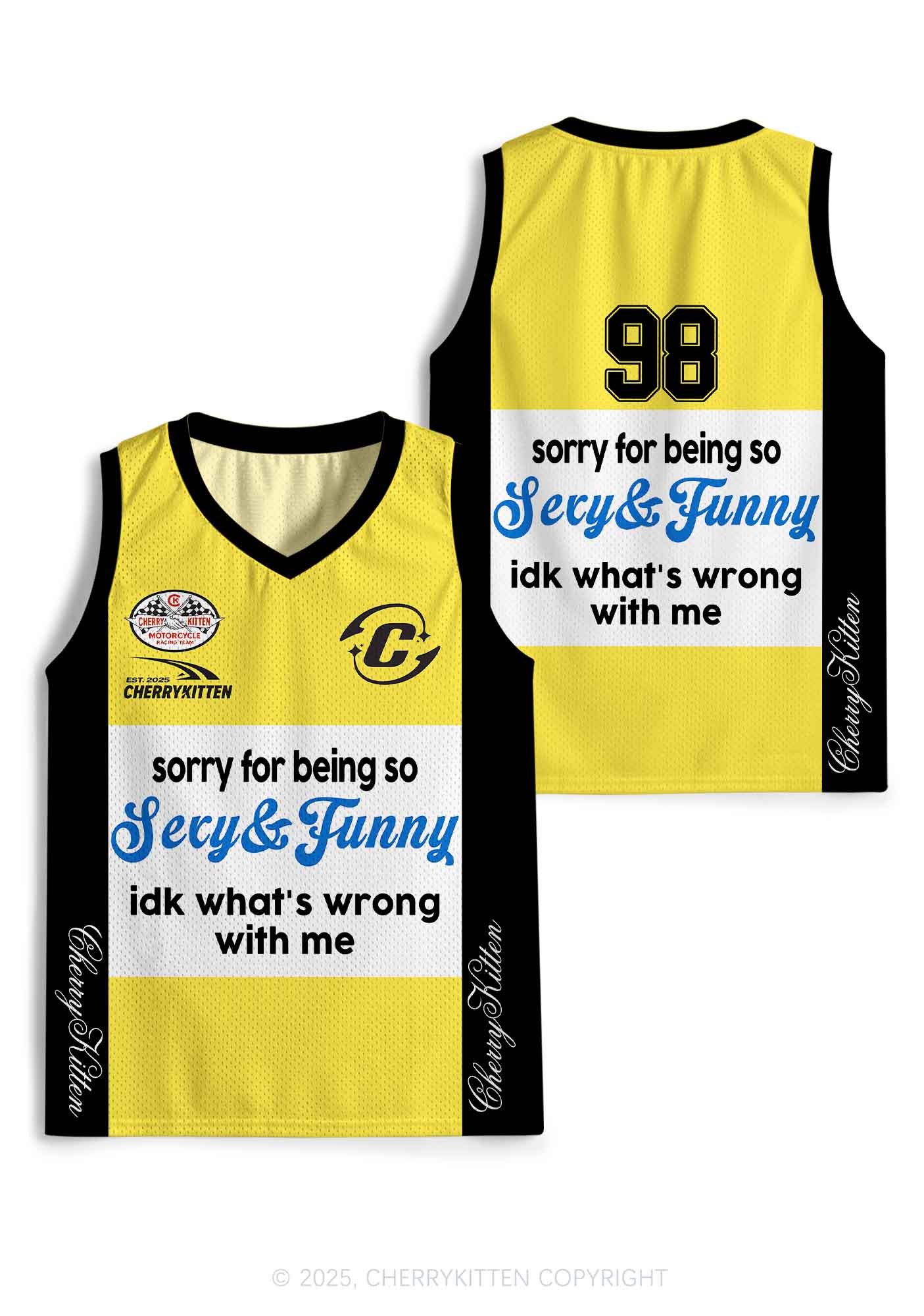 Custom Sorry For Being So Funny Y2K Sport Jersey Tank Cherrykitten - Image 3