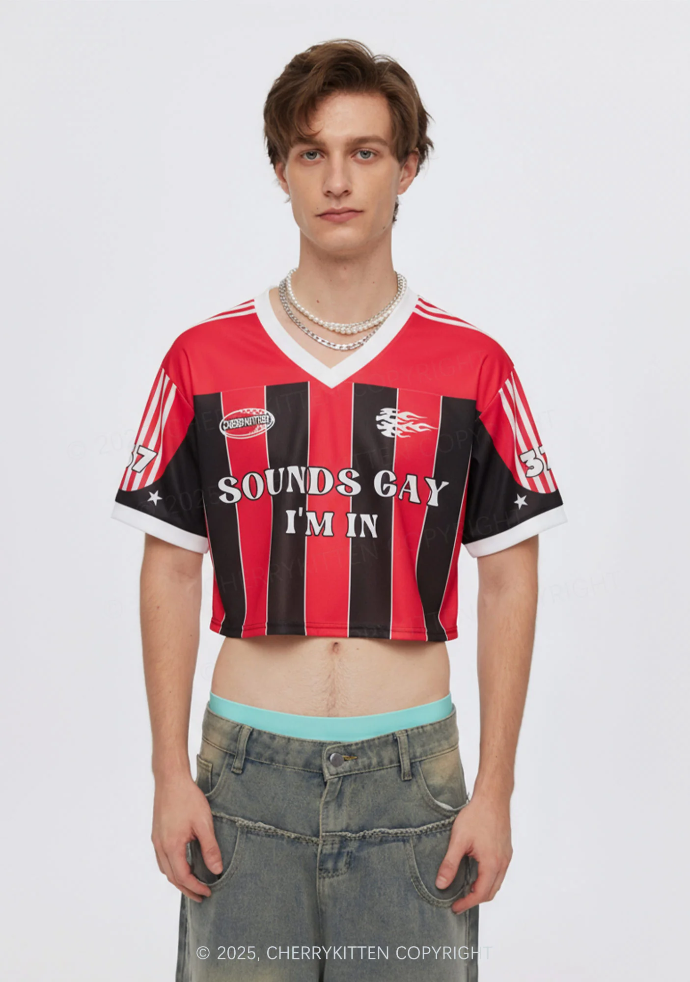 Custom Sounds Gay Im In Pride Y2K Crop Sport Jersey Shirts Cherrykitten - Image 2