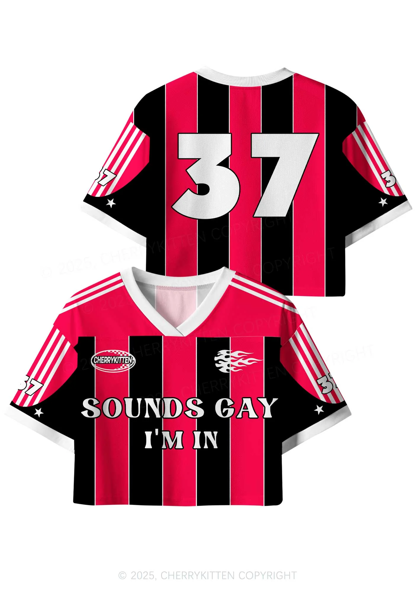 Custom Sounds Gay Im In Pride Y2K Crop Sport Jersey Shirts Cherrykitten - Image 4